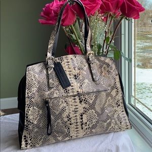 Leather, Python Patterned Satchel